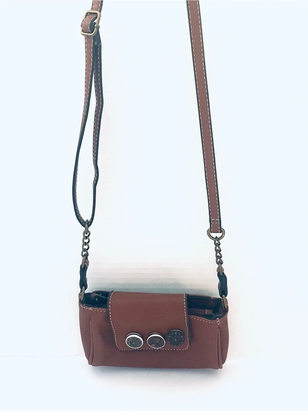 Ginger Snaps Brown Women’s Crossbody Mini Bag with Decorative Studs